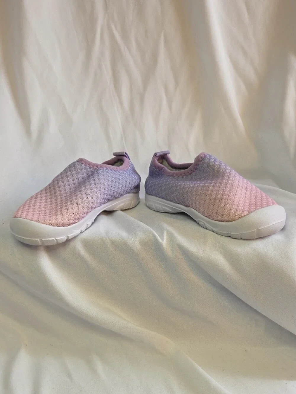 Kids Slip-On Mesh Water Shoes in Pastel Pink and Lavender